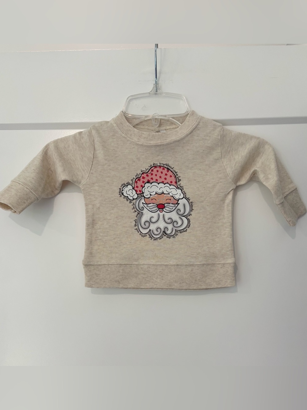 Custom Vinyl Printed Christmas Santa Long Sleeve Shirt 0/3m